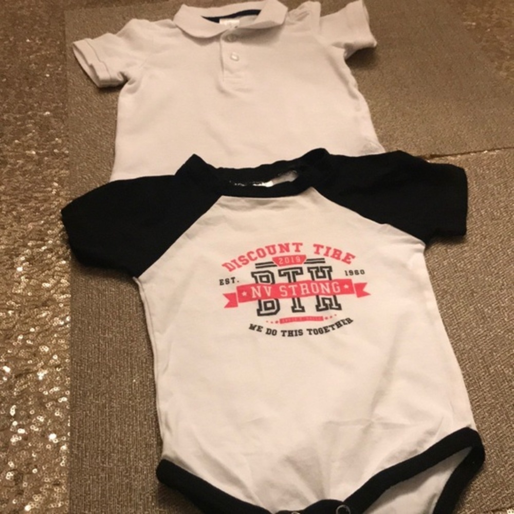 Collared short sleeve shirt and a onesie